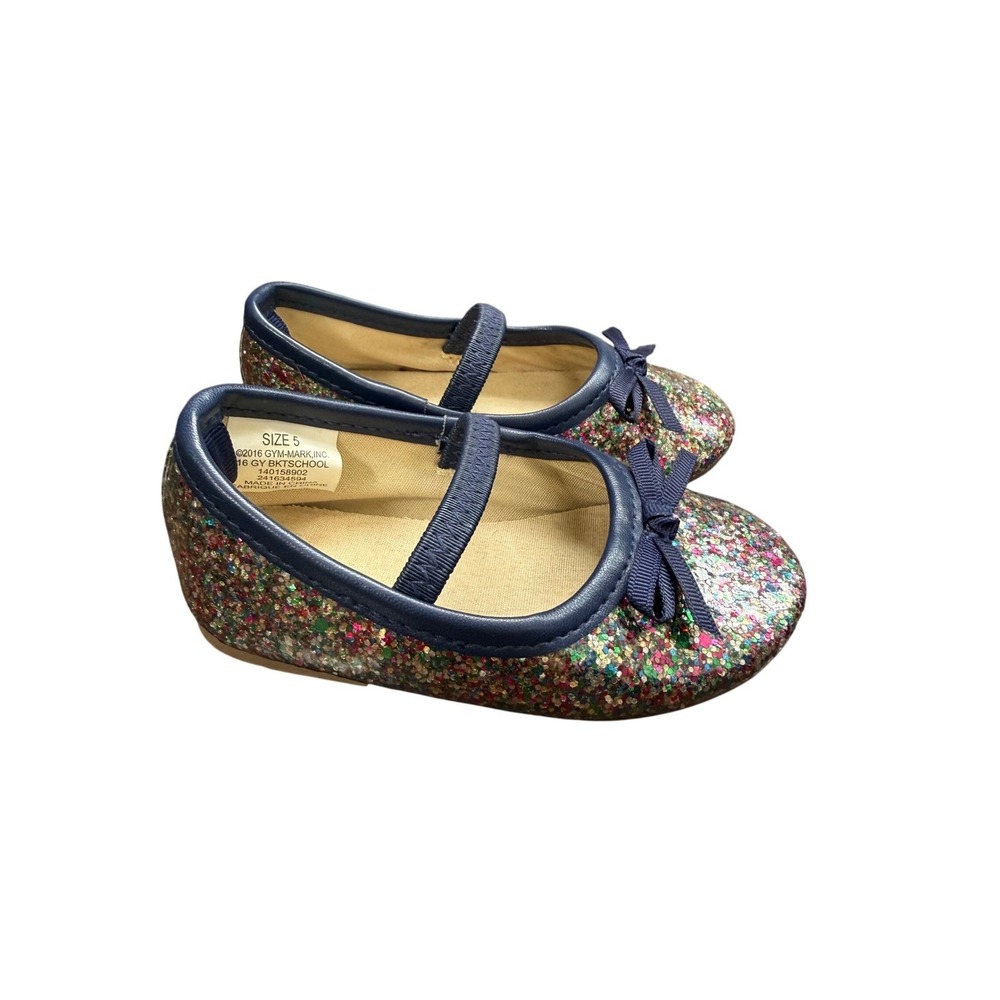Gymboree‎ Glitter Mary Jane Flats Toddler Girls Size 5 Navy Blue Sparkle Shoes